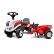 Бебешки трактор с ремарке, гребло и лопатка – бяло с червено, снимка 4