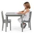 Детска Дървена Маса с 2 Столчета, Комплект  за Учене, Рисуване, Игра, Хранене - Сиво, снимка 1