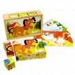 Pino Toys - Дървени кубчета - животни във фермата - 15 броя, снимка 1