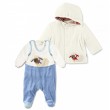 Плюшен бебешки комплект от 3 части - гащеризон, блузка и суитчър, снимка 1