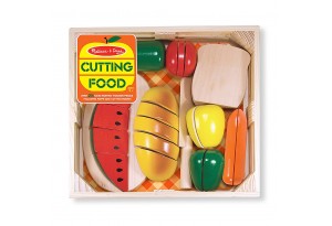 Melissa & Doug - Детски комплект Дървена храна с дъска и нож