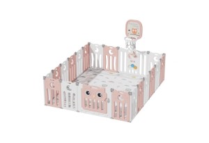 Бебешка ограда за безопасна игра Owl розов цвят