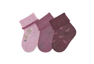 Бебешки чорапи за момиче, сърничка,  Sterntaler - 3 чифта - 13/14 / 0-4 м.