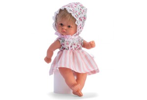 Bomboncin, Кукла-бебе Чикита, с шапка на цветя и дантели, Asi