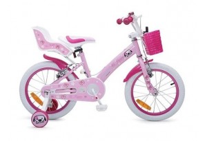 Детски велосипед с метална рамка, Byox, 16' Puppy, розов, 4+
