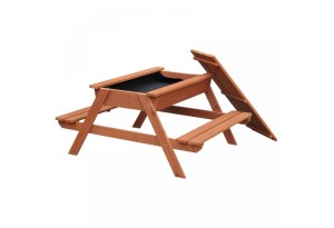 Дървен градински комплект 2 в 1, Маса за пикник и пясъчник, 96х103х56 см.