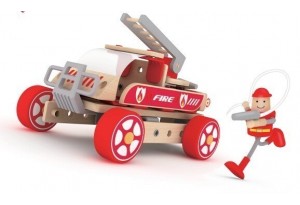 Дървен конструктор за деца - Пожарникарска кола