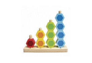 Дървена игра с цветни форми за броене