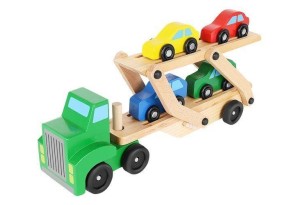 Дървена играчка - Автовоз с 4 колички