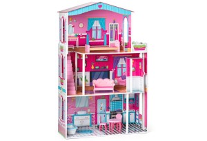 Дървена къща с обзавеждане и асансьор, Мирабела, за кукли тип 'Барби'