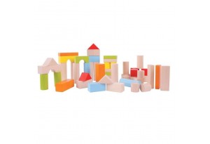 Дървени многоцветни блокчета - 50 части