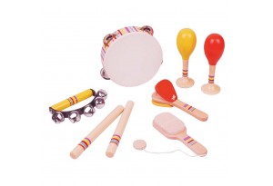 Lelin Toys - Комплект дървени музикални инструменти, 8 броя