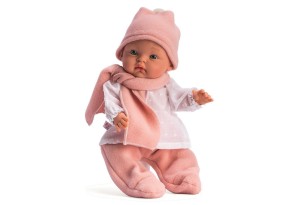 Кукла-бебе Алекс, с розови ританки, шалче и шапка