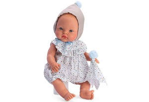 Кукла бебе Алекс, с цветно боди и шапка с помпон