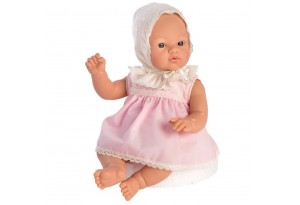 Кукла-бебе Коке, с розова рокля с дантели