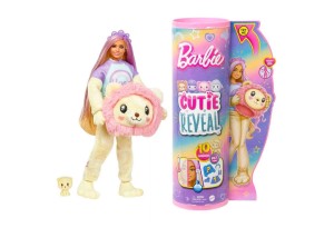 Кукла Mattel Barbie Cutie Reveal Cozy Cute Tees Series, с костюм на животинче и аксесоари, Лъвче