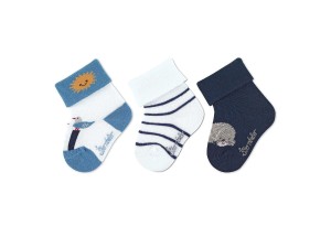 Летни бебешки чорапки, морски мотиви, 3 чифта, Sterntaler - 17/18 / 6-12 м.