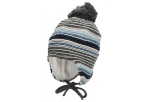 Плетена бебешка шапка от органичен памук на райе, Sterntaler - 49 см. / 12-18 м.