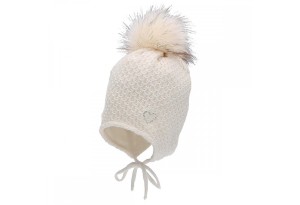 Плетена зимна шапка в екрю, Sterntaler - 45 см. / 6-9 м.