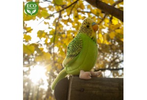 Плюшен Вълнист папагал, зелен, 11 см., със звук, серия Еко приятели,