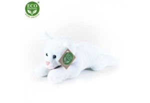 Плюшена Бяла котка, лежаща, 22 см., серия Еко приятели