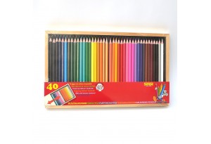  Цветни моливи - 40 броя в дървена кутия
