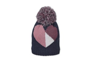 Зимна плетена шапка с помпон и сърце, Sterntaler - 45 см. / 6-9 м.