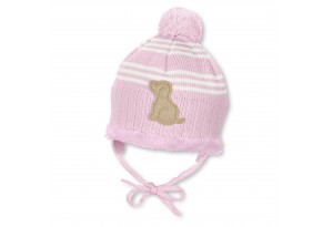 Зимна плетена шапка за момичета с кученце
