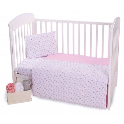 Бебешки спален комплект трико 4 части Pink Flowers 70/140