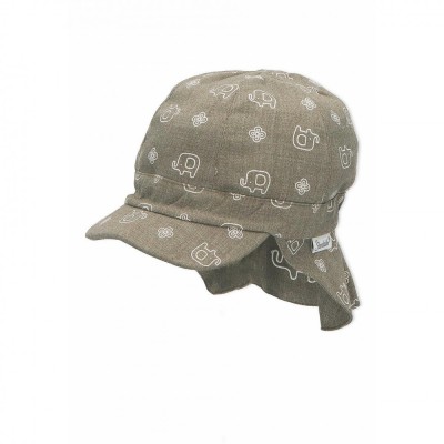 Детска лятна двулицева  шапка с UV 50+ защита , цвят каки  с платка  ,Sterntaler - 41 см. / 4-5 м.