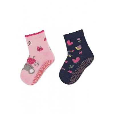 Детски чорапи със силиконова подметка с мишле 2 чифта - 25/26 / 3-4 г.