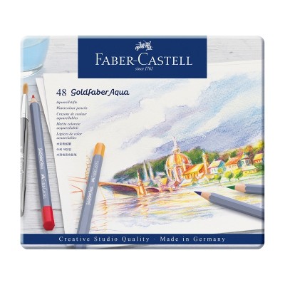 Faber-Castell Акварелни моливи Goldfaber Aqua, 48 цвята, в метална кутия