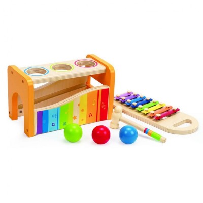 Комплект лира, ксилофон и разноцветни топки HAPE H0305, Многоцветен
