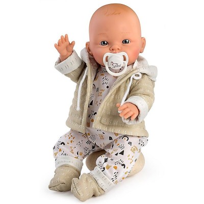 Кукла бебе Алекс, бежова жилетка с качулка