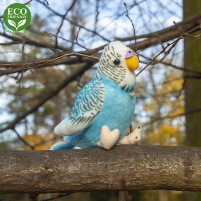 Плюшен Вълнист папагал, зелен, 11 см., със звук, серия Еко приятели,